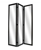 1 x 50 x 69 Black Glass & Wood Mirror Screen