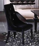 Two 40' Black Velour Fabric and Wood Dining Chairs
