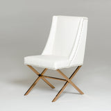 37' White Leatherette and Rosegold Steel Dining Chair