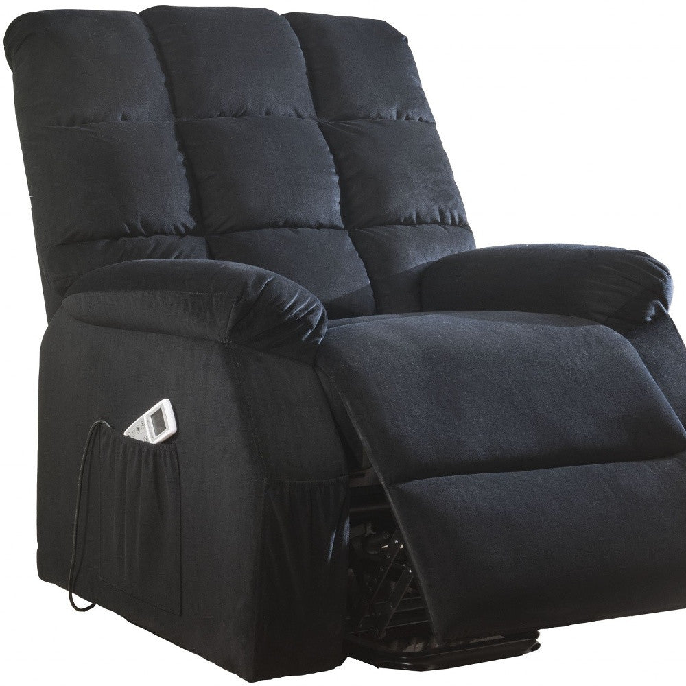 34" X 37" X 41" Gray Velvet Recliner With Power Lift And Massage