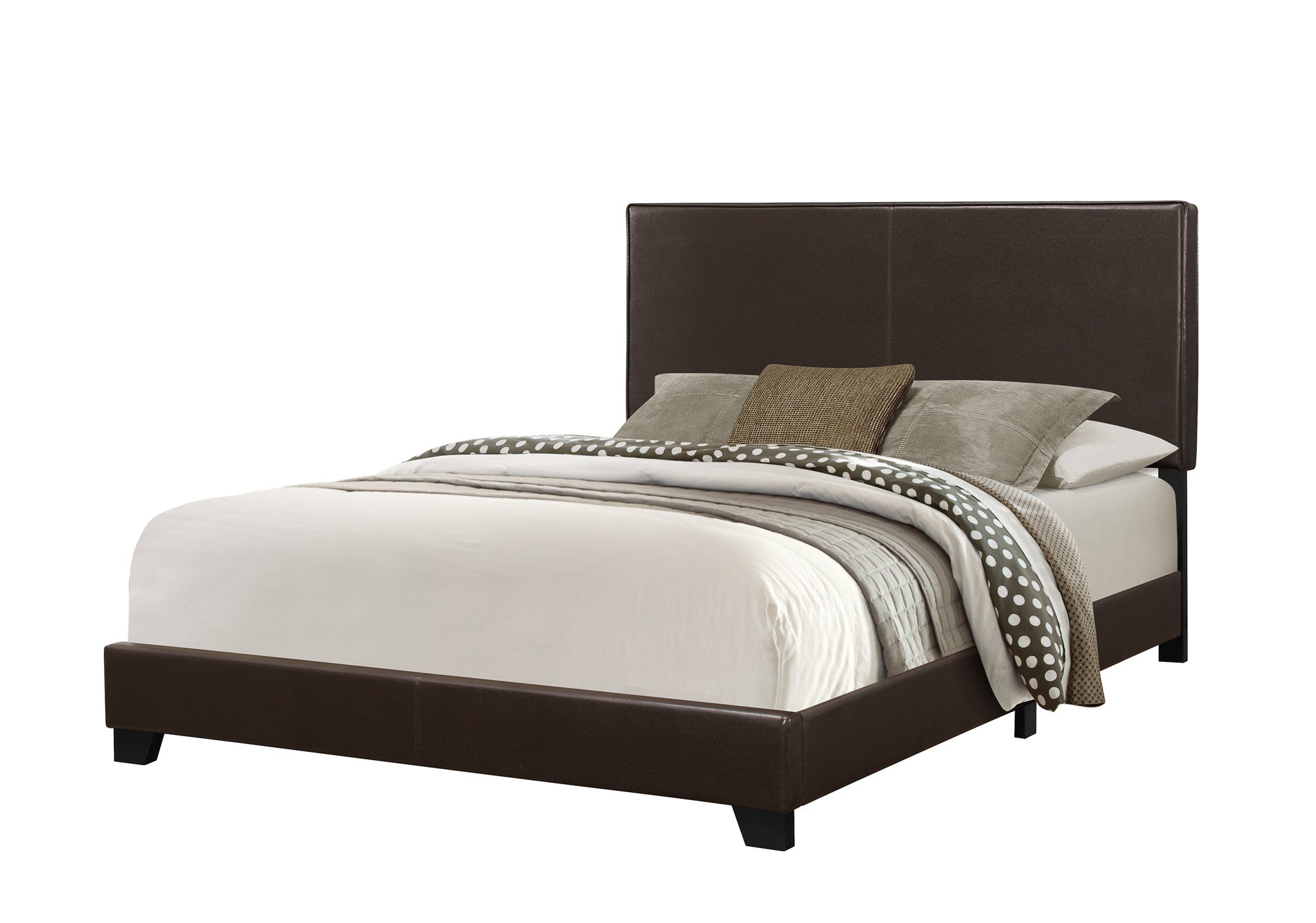 45.75" Solid Wood MDF and Foam Queen Size Bed with Leather Look