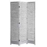 Distressed White Wood Shutter Three Panel Room Divider Screen