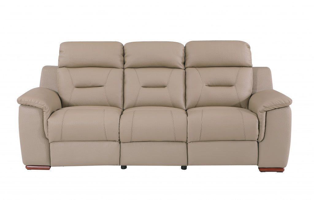 90" X 41" X 41" Modern Beige Leather Reclining Sofa