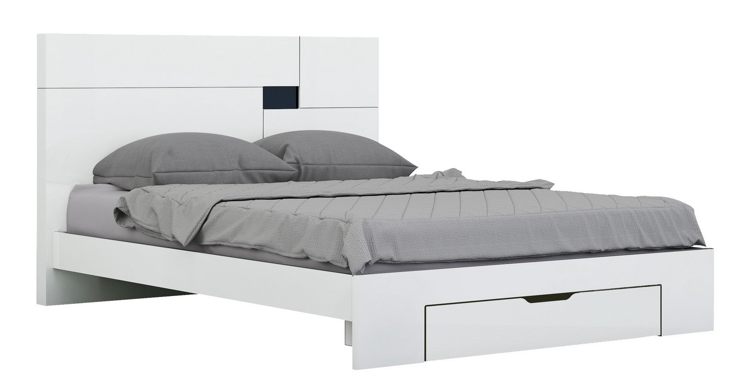 60'' X 80''  X 43'' Modern Queen White High Gloss Bed