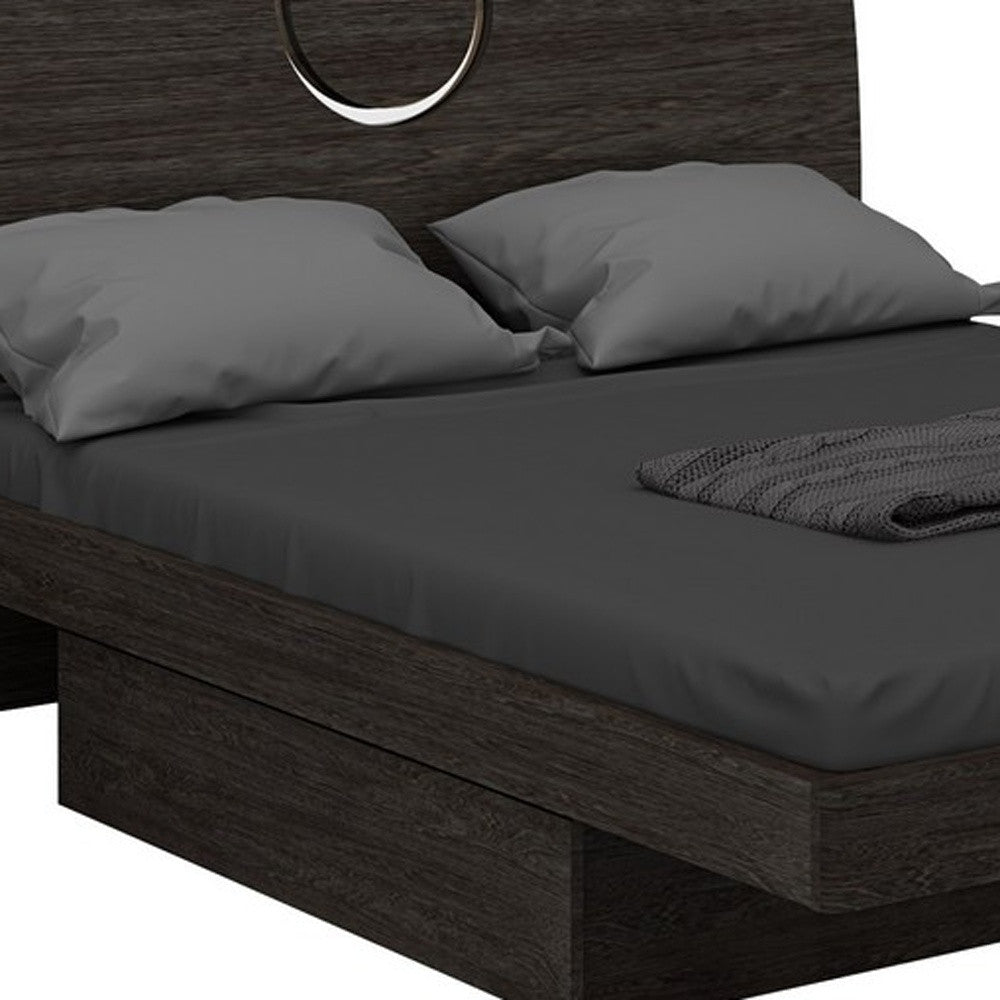65'' X 87''  X 40'' Modern Queen Gray High Gloss Bed