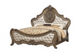 73' X 89' X 76' PU Vintage Oak Wood Upholstery Queen Bed