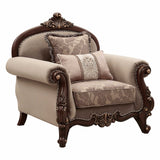 38' X 49' X 45' Fabric Walnut Upholstery Wood LegTrim Chair w2 Pillows