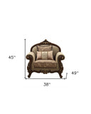 38' X 49' X 45' Fabric Walnut Upholstery Wood LegTrim Chair w2 Pillows