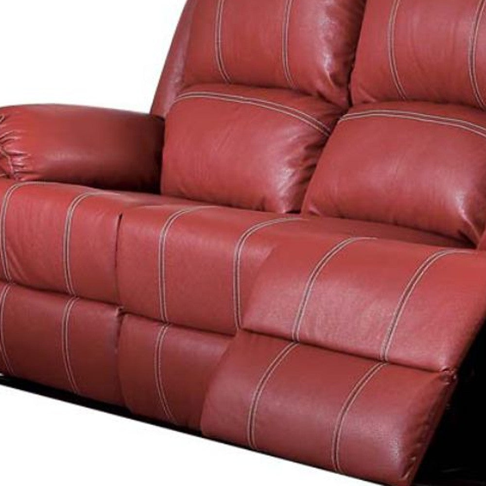 39' X 81' X 40' Red PU Upholstery Metal Reclining Mechanism Sofa (Motion)