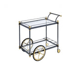 20' X 31' X 31' Black Gold Clear Glass Metal Casters Serving Cart