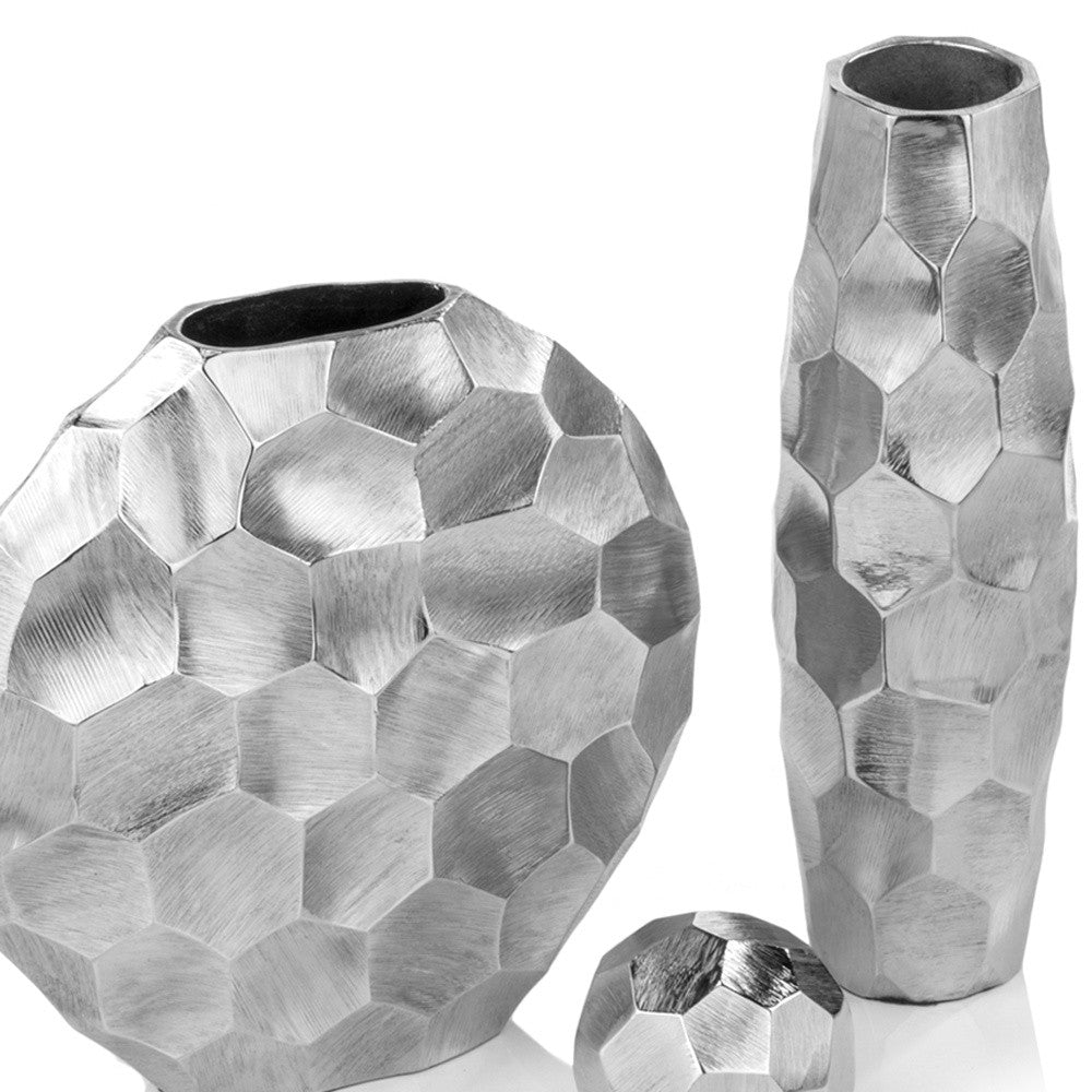 Artistic Rough Silver Round Vase