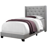 45.25" x 82.75" x 49.75" Grey Linen With Chrome Trim - Twin Size Bed