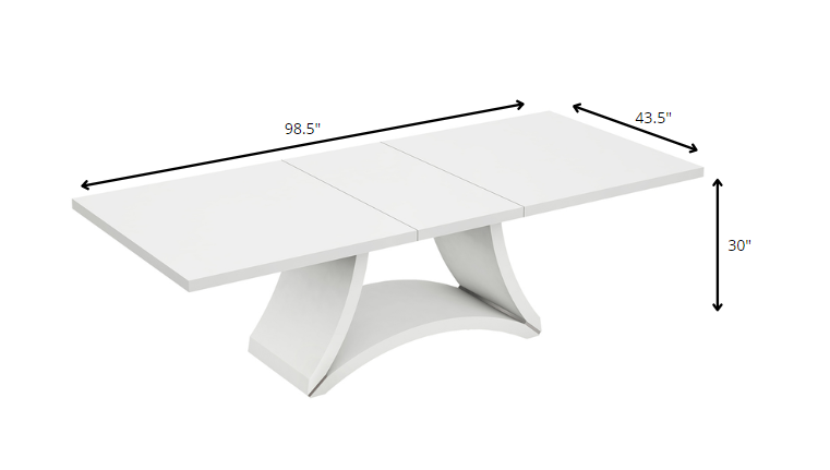 98.5" X 43.5" X 30" White  Dining Table and 6" Chair Set