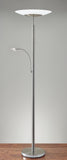 Brushed Steel Metal with Wide Disc Shade Torchiere Plus Task Light Floor Lamp