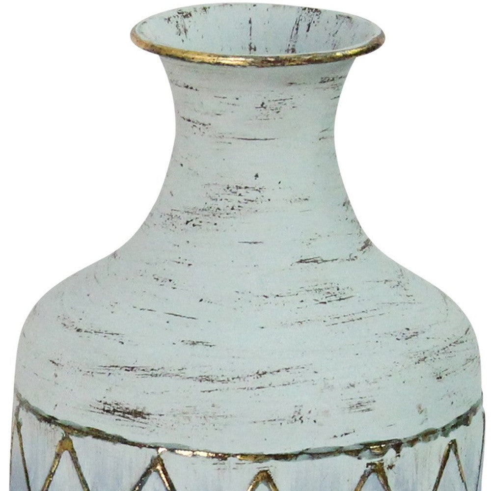 Bohemian Blue Distressed Metal Table Vase