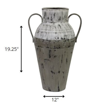 Tall Aged Look Distressed Metal Vase
