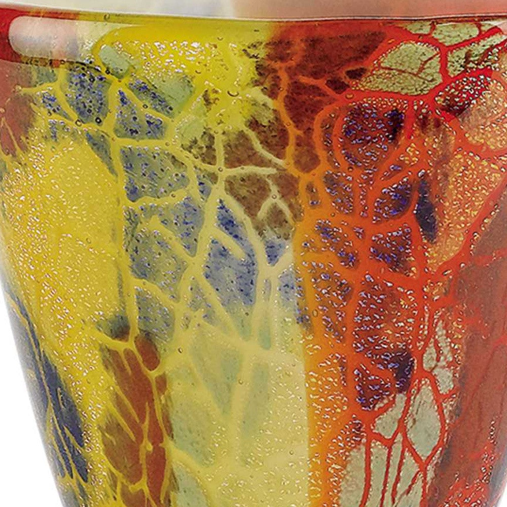 8 MultiColor Art Glass Oval Vase