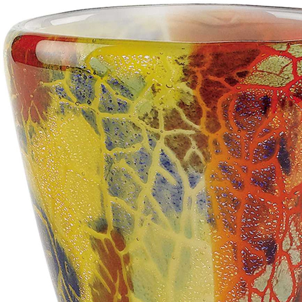 8 MultiColor Art Glass Oval Vase