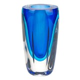 6 Mouth Blown Blue Art Glass Vase