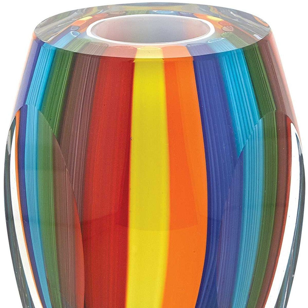 6 MultiColor Art Glass Vase