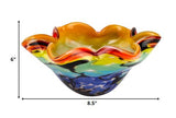 85 Mouth Blown Art Glass Wavy Inch Centerpiece or Candy Bowl