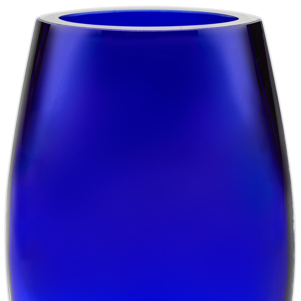 8 Mouth Blown Crystal Cobalt Blue Vase