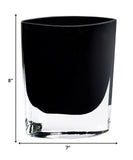 8 Mouth Blown Crystal European Made Lead Free Jet Black Pocket Shaped Vase