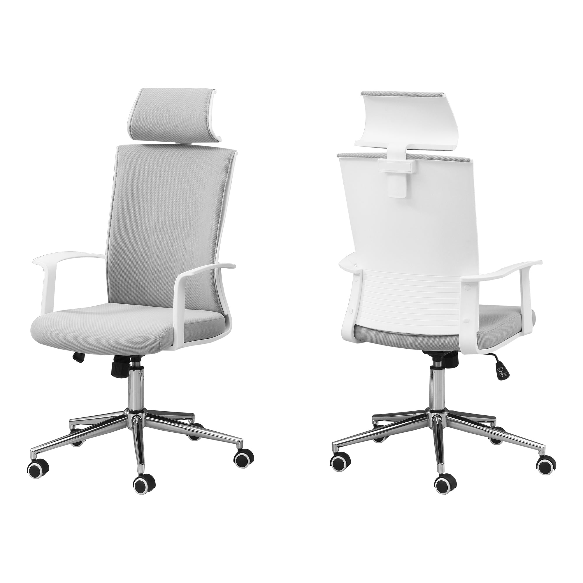 White with Grey Fabric High Back Executive Office Chair