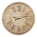 32 Round Natural Wood Face Roman Numeral Wall Clock