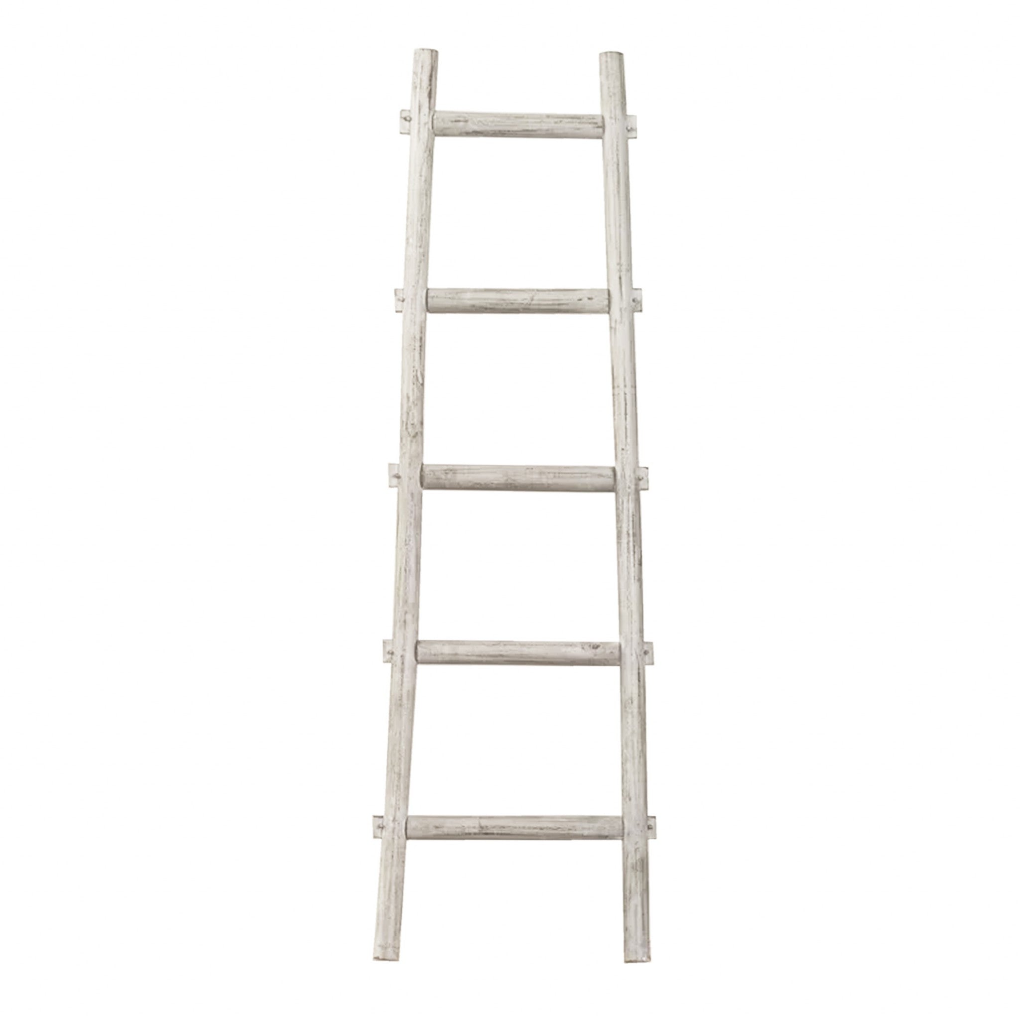 5 Step White Decorative Ladder Shelve