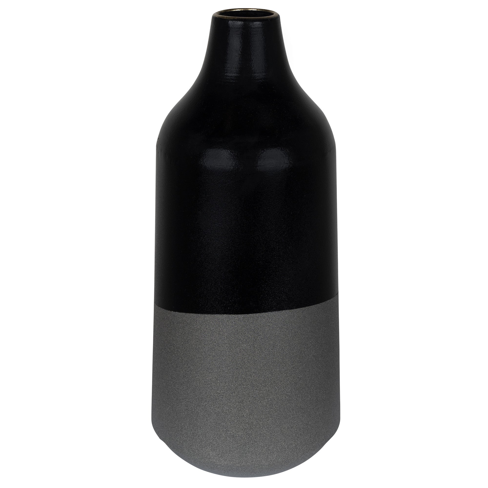 Dora Tall Cement Gray and Black Dipped Vase