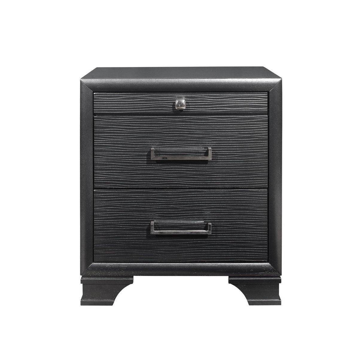 Grey Nightstand with 3 Drawers