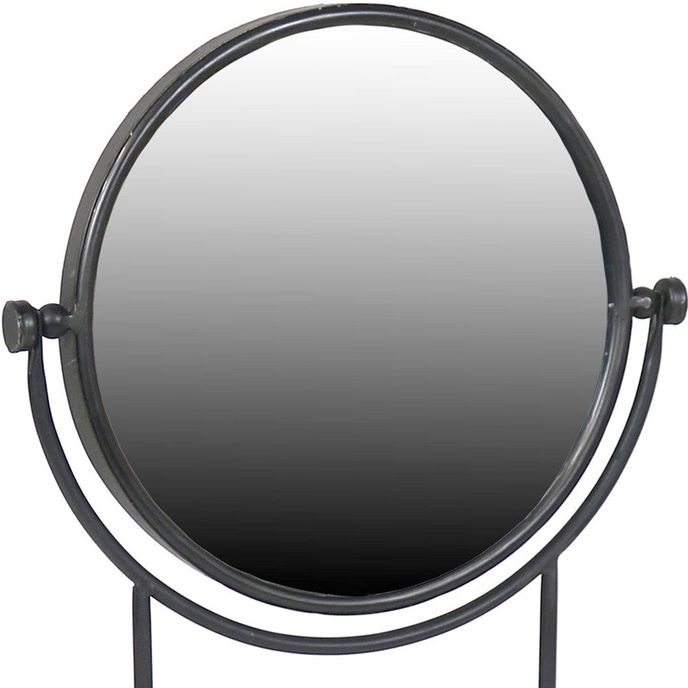 Black Tabletop Standing Round Vanity Mirror