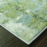 8? x 11? Blue and Sage Distressed Waves Indoor Area Rug