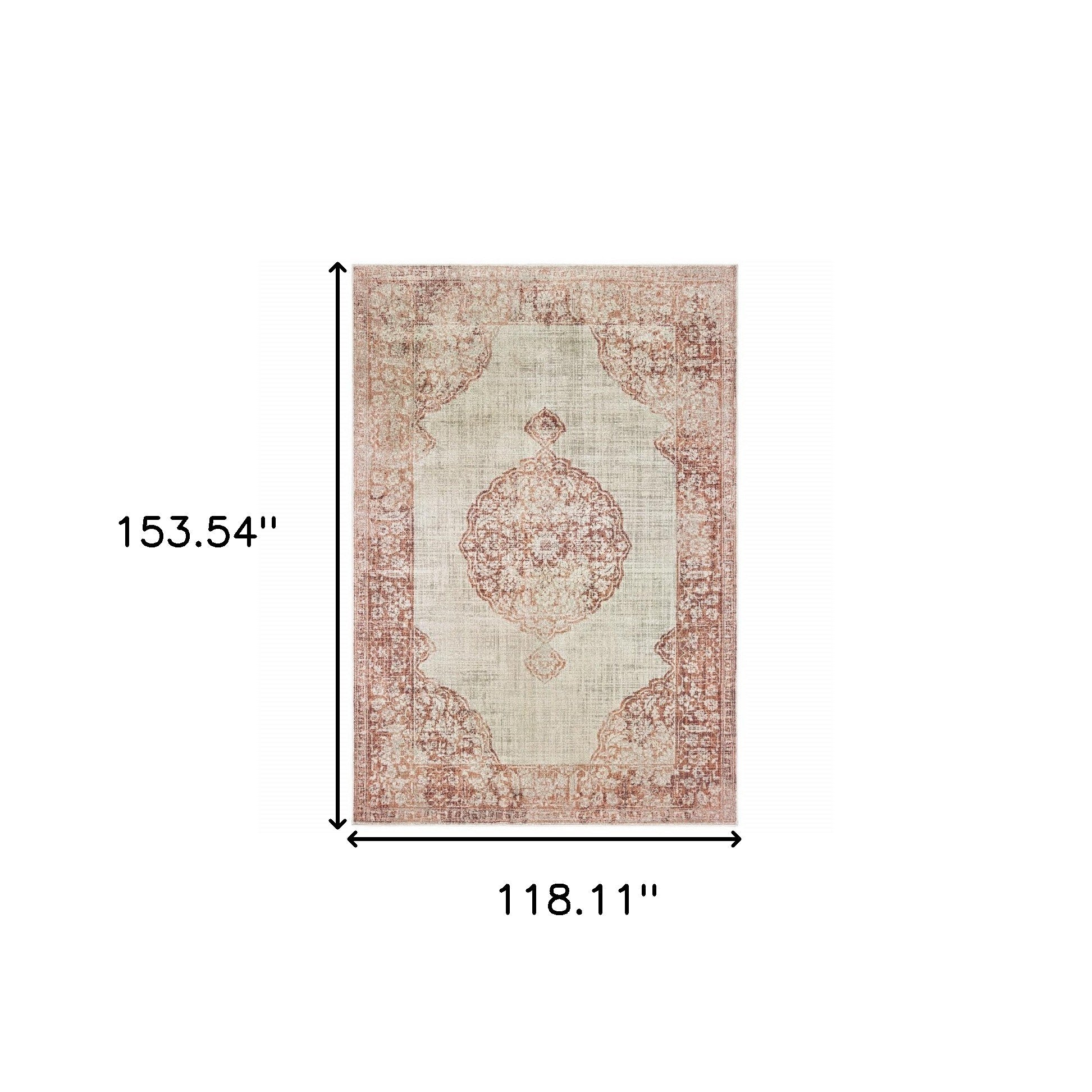 10x13 Ivory and Pink Medallion Area Rug