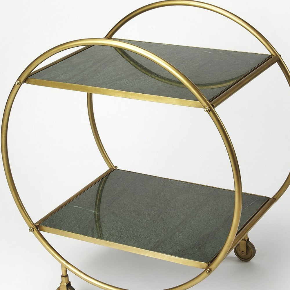 Modern Gold and Green Marble Rolling Server