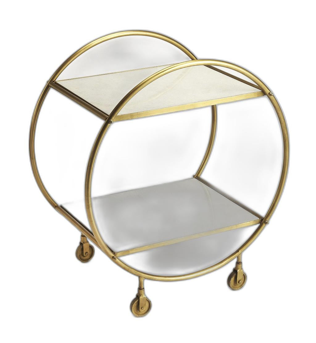 Modern Gold and White Marble Rolling Server