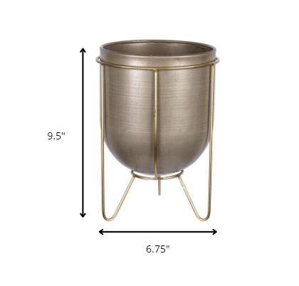 Bronze and Gold Metal Plant Pot