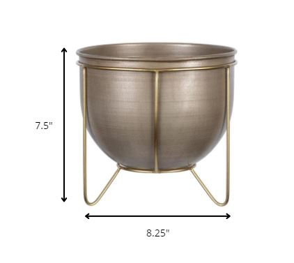 Petite Bronze and Gold Metal Plant Pot