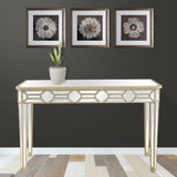 Gold Trimmed Mirrored Console Table