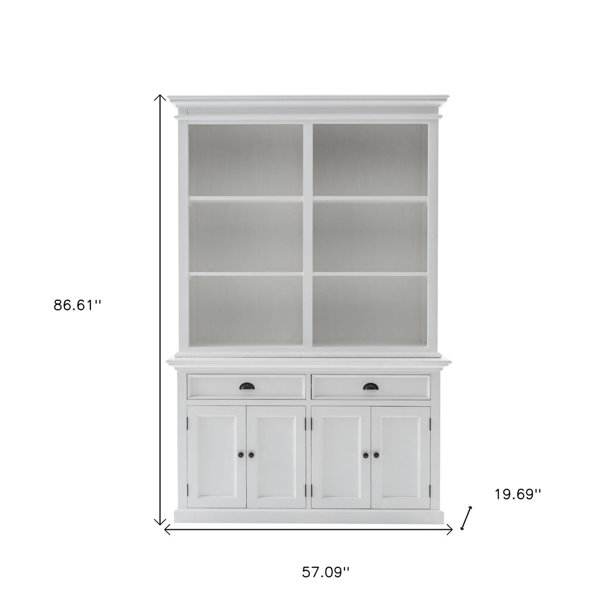Classic White Buffet Hutch Unit with 6 Shelves