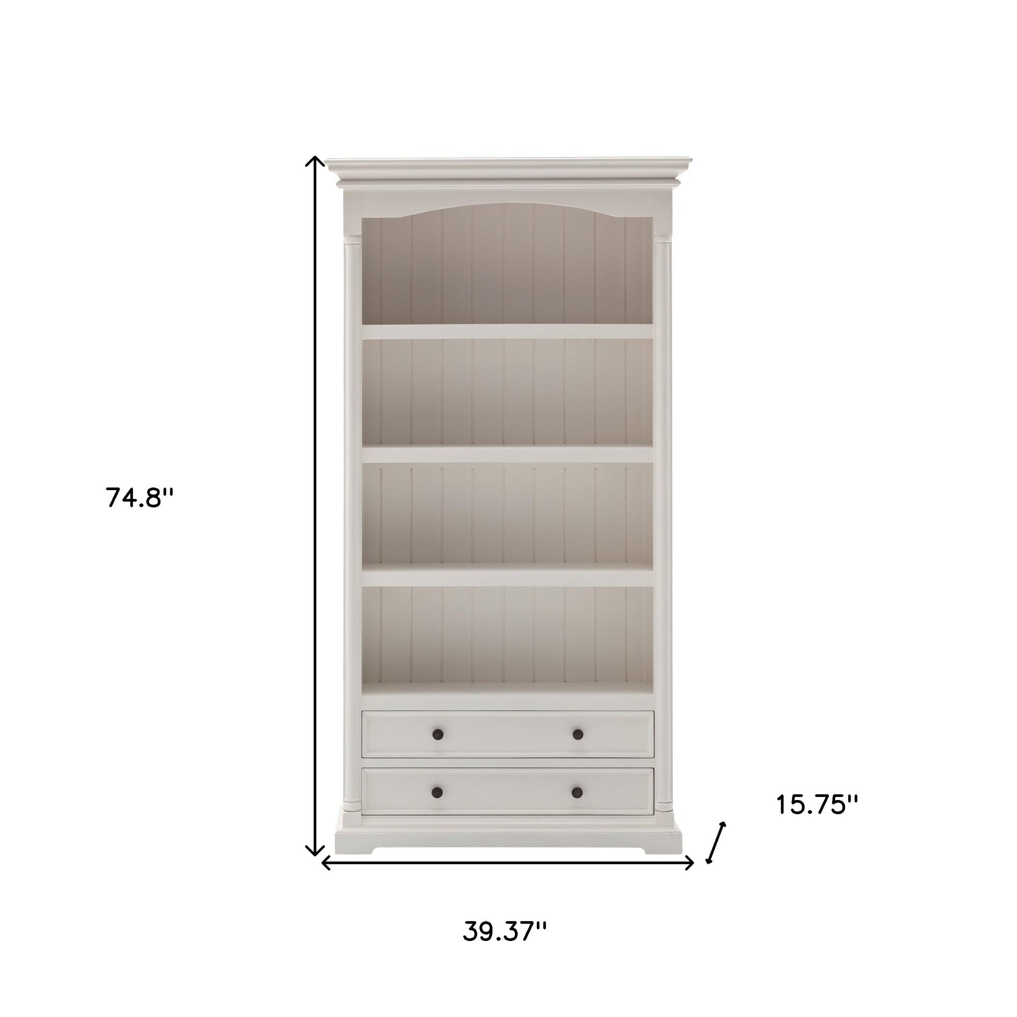 Classic White Bookcase with Drawers