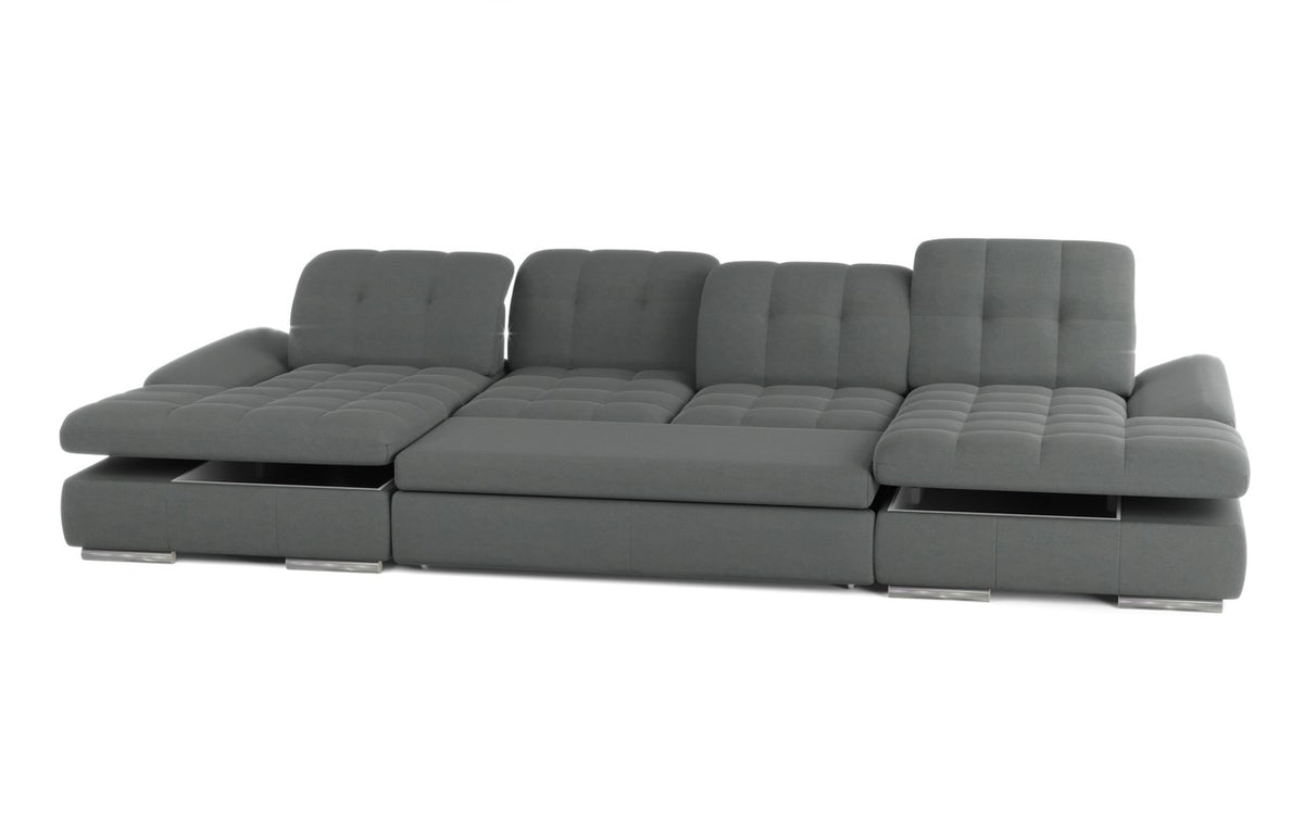 Mod Gray Three Piece Right Sectional Sofa with Storage and Sleeper