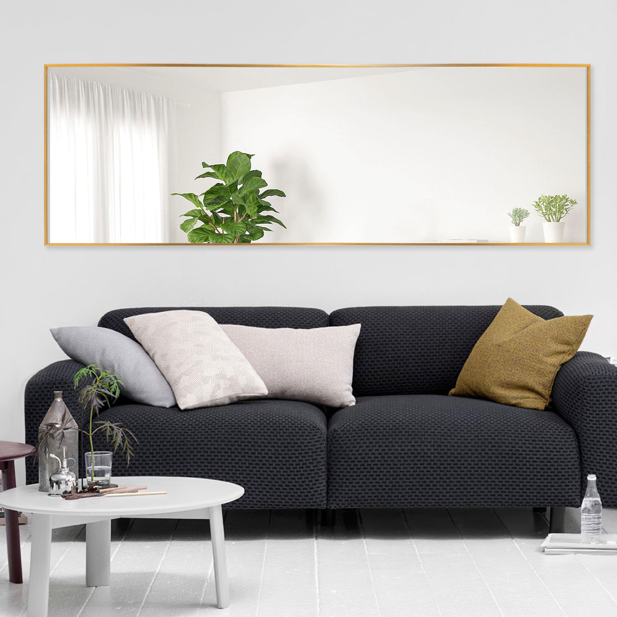64" Sleek Gold Frame Full Length Mirror