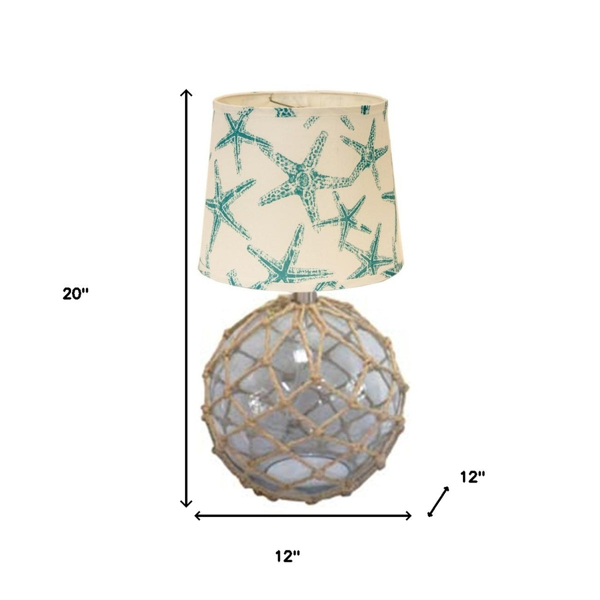 Cape Netted Glass Teal Starfish Accent Lamp