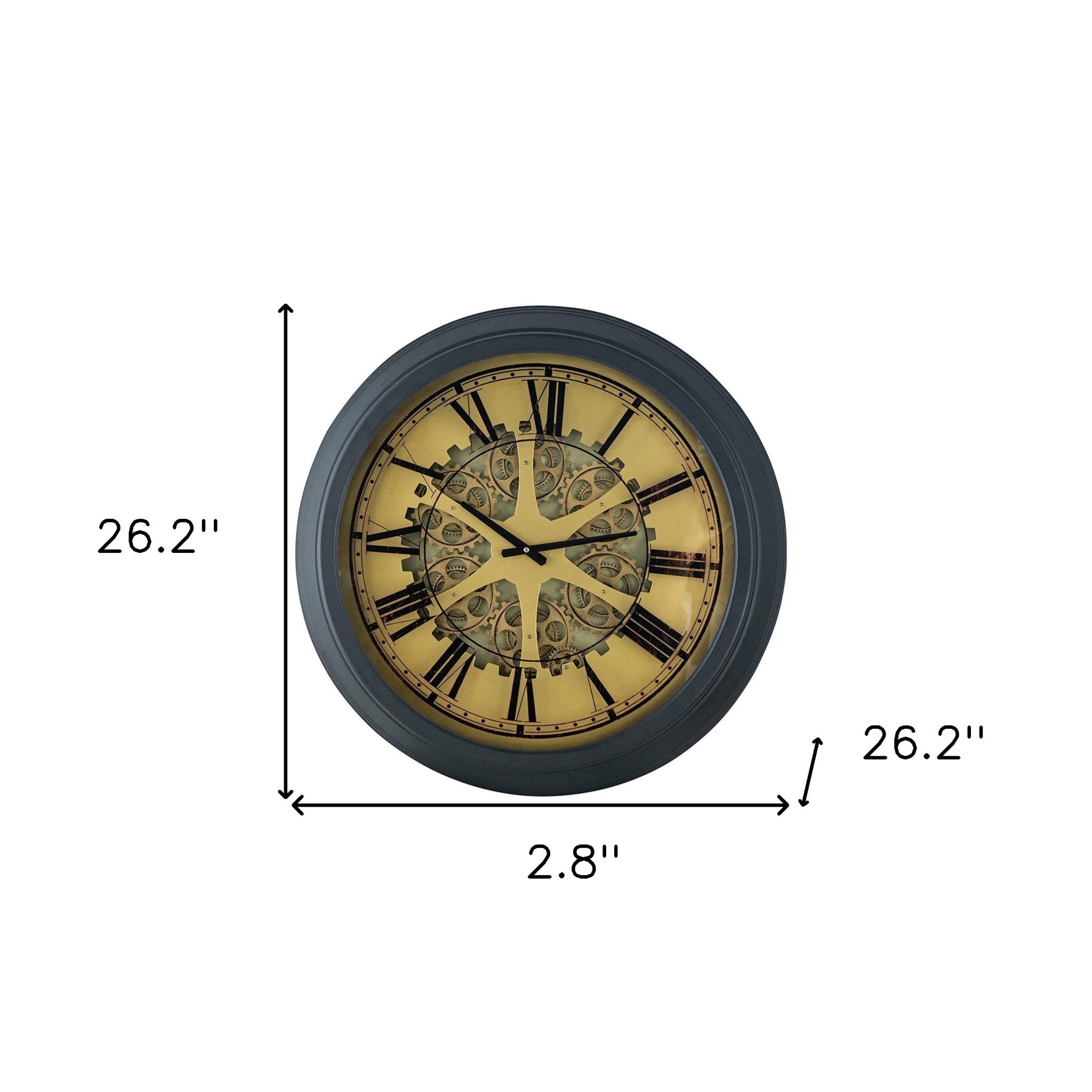 Black and Copper Exposed Gears Round Wall Clock