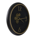 Black and Gold Gear Contemporary Round Wall Clock