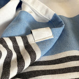 Blue Black and White Striped Design Poncho Towel