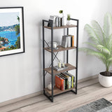 Mod Walnut and Black Four Tier Open Bookcase