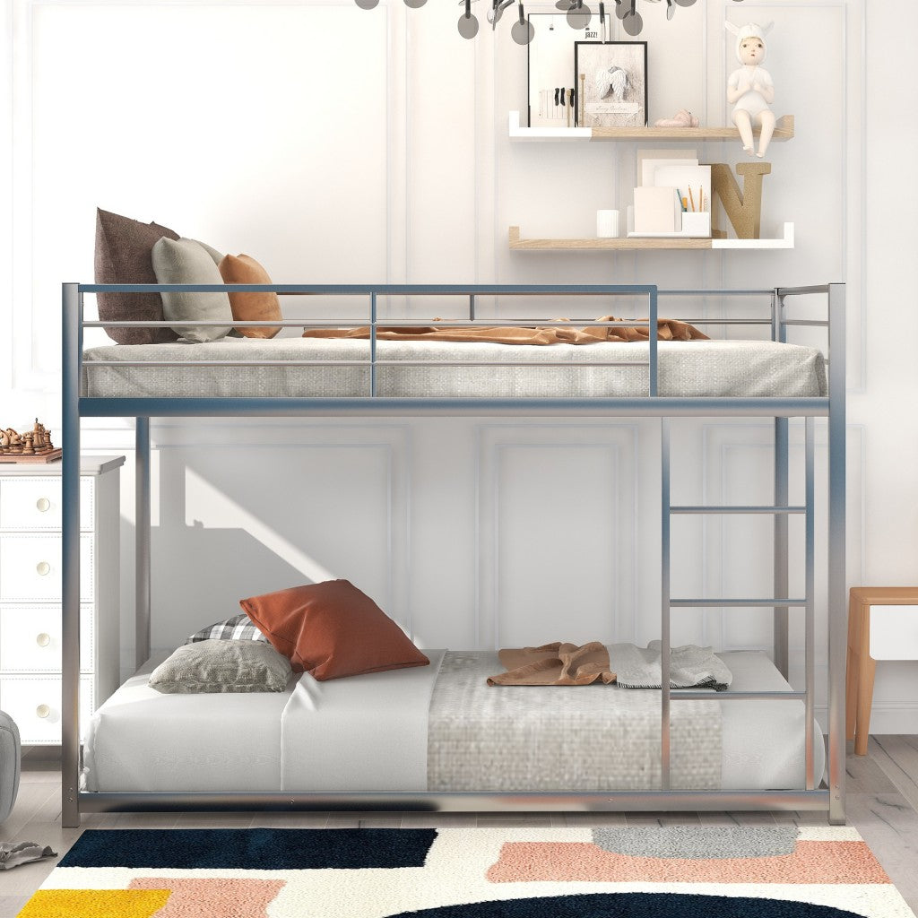 Silver Full Over Full Low Metal Bunk Bed